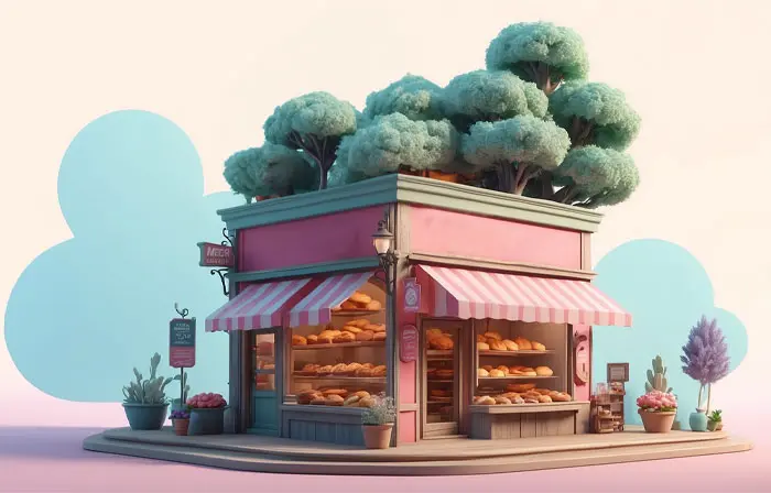 Bakery Store Artwork 3D Picture Illustration image